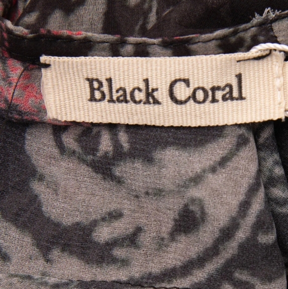 Black Coral Sheer Floral Maxi Coat M/L - Picture 7 of 7